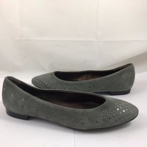AGL Grommet Suede Leather Slip On Flats Shoe